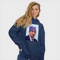 Толстовка оверсайз женская Michael Scott - Prison mike the office meme, цвет: тёмно-синий — фото 2