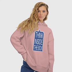 Толстовка оверсайз женская Think inside the box, цвет: пыльно-розовый — фото 2