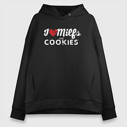 Толстовка оверсайз женская Milf and cookies милфа, цвет: черный