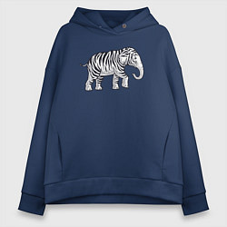 Толстовка оверсайз женская Тигриный слон, цвет: тёмно-синий