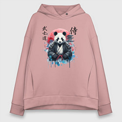 Толстовка оверсайз женская Panda - bushido samurai code, цвет: пыльно-розовый