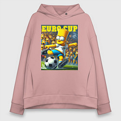 Толстовка оверсайз женская Euro cup - Bart Simpson, цвет: пыльно-розовый