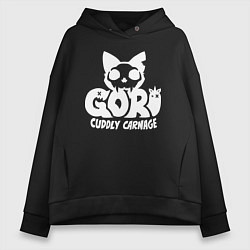Толстовка оверсайз женская Goro cuddly carnage logo, цвет: черный