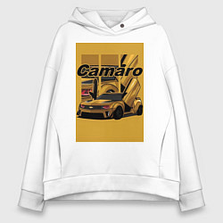 Толстовка оверсайз женская Chevrolet Camaro авто, цвет: белый