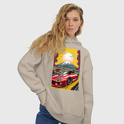 Толстовка оверсайз женская Toyota Supra jdm автомобиль, цвет: миндальный — фото 2