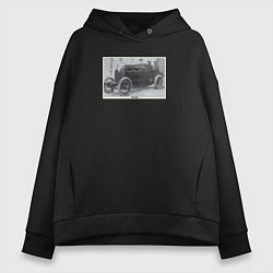 Толстовка оверсайз женская Retro car Fiat S76, цвет: черный