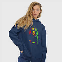 Толстовка оверсайз женская Bob Marley vibe, цвет: тёмно-синий — фото 2