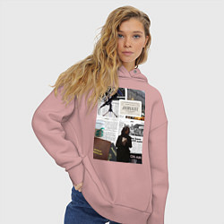 Толстовка оверсайз женская Журналист эстетика, цвет: пыльно-розовый — фото 2