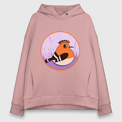 Толстовка оверсайз женская Птица Удод с ирокезом, цвет: пыльно-розовый