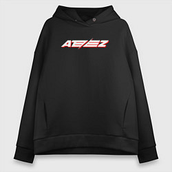 Толстовка оверсайз женская Ateez logo, цвет: черный