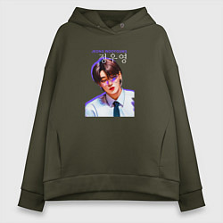 Толстовка оверсайз женская Jeong Wooyoung Ateez, цвет: хаки
