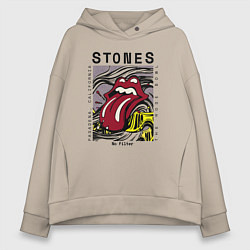 Толстовка оверсайз женская The Rolling Stones no filter, цвет: миндальный