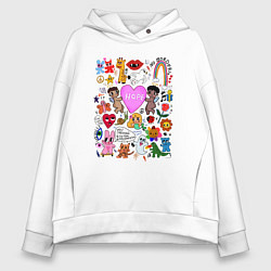 Женское худи оверсайз Y2K hope heart - cartoon pop art childrens drawing