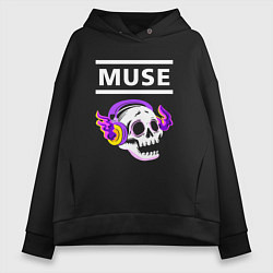 Женское худи оверсайз Muse - неоновый череп
