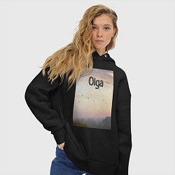 Толстовка оверсайз женская Olga птицы в тумане, цвет: черный — фото 2