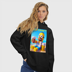 Толстовка оверсайз женская Minecraft and Simpsons collaboration - ai art, цвет: черный — фото 2