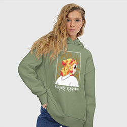 Толстовка оверсайз женская Rengoku Kyoujurou, цвет: авокадо — фото 2