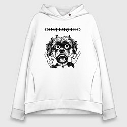 Толстовка оверсайз женская Disturbed - rock dog, цвет: белый