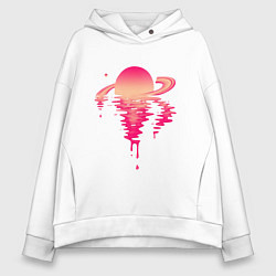 Толстовка оверсайз женская Вечер на Сатурне, цвет: белый