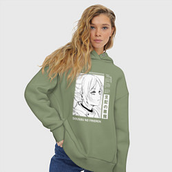 Толстовка оверсайз женская Взгляд Фрирен - Sousou no Frieren, цвет: авокадо — фото 2