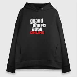 Толстовка оверсайз женская GTA online logo game, цвет: черный