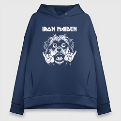 Толстовка оверсайз женская Iron Maiden rock dog, цвет: тёмно-синий