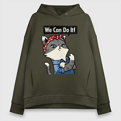 Женское худи оверсайз We can do it - cat