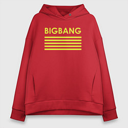 Толстовка оверсайз женская Big bang с желтыми полосами, цвет: красный