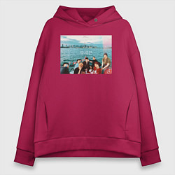 Толстовка оверсайз женская Got7 на фоне сеула, цвет: маджента