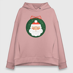 Толстовка оверсайз женская Дед Мороз в ёлочном шарике, цвет: пыльно-розовый