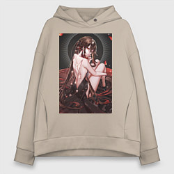 Толстовка оверсайз женская Геншин Ху Тао, цвет: миндальный