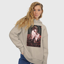 Толстовка оверсайз женская Геншин Ху Тао, цвет: миндальный — фото 2