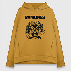 Толстовка оверсайз женская Ramones - rock dog, цвет: горчичный