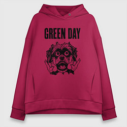 Толстовка оверсайз женская Green Day - rock dog, цвет: маджента