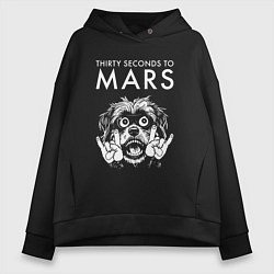 Толстовка оверсайз женская Thirty Seconds to Mars rock dog, цвет: черный