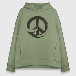 Толстовка оверсайз женская Peace hugs, цвет: авокадо