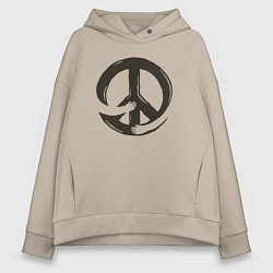 Толстовка оверсайз женская Peace hugs, цвет: миндальный