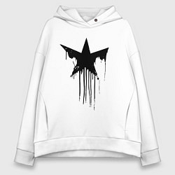 Толстовка оверсайз женская Black blot star - minimalism, цвет: белый