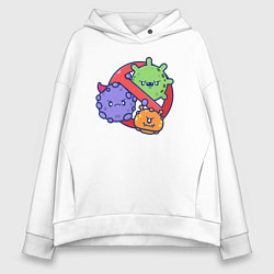 Толстовка оверсайз женская Нет вирусам, цвет: белый