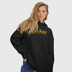 Толстовка оверсайз женская Harry Potter golden logo, цвет: черный — фото 2