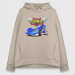 Толстовка оверсайз женская Cool hedgehog - Sonic racing team, цвет: миндальный