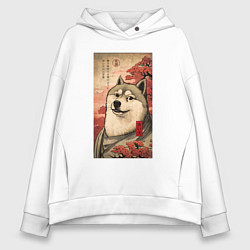 Толстовка оверсайз женская Doge meme - japan style, цвет: белый