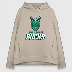 Толстовка оверсайз женская Milwaukee Bucks NBA, цвет: миндальный