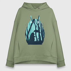 Женское худи оверсайз Тоторо в лесу