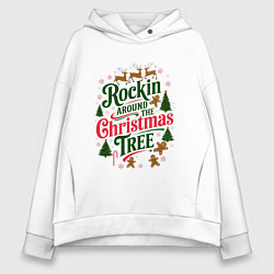 Толстовка оверсайз женская Новогодняя атмосфера rockin around the christmas t, цвет: белый