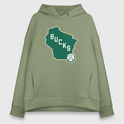 Толстовка оверсайз женская Bucks team, цвет: авокадо