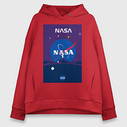 Толстовка оверсайз женская NASA фиолетовый плакат, цвет: красный
