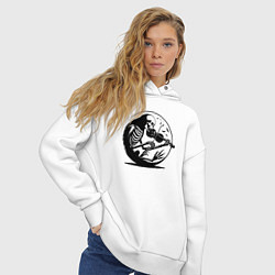 Толстовка оверсайз женская Скелет скрипач, цвет: белый — фото 2