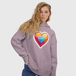 Толстовка оверсайз женская Разноцветное сердечко с обводкой, цвет: сиреневый — фото 2