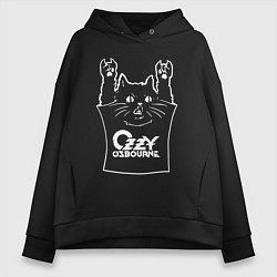 Толстовка оверсайз женская Ozzy Osbourne - cat rock, цвет: черный